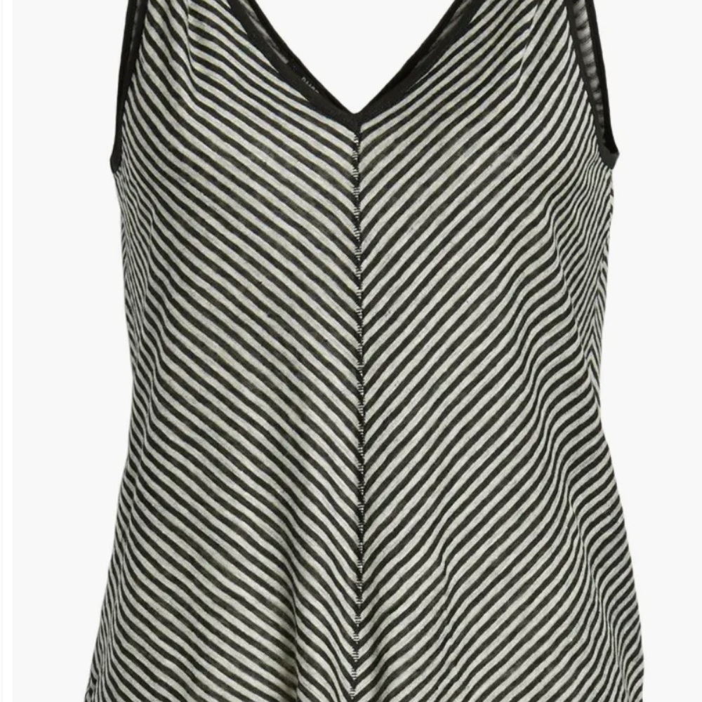 PAIGE Chevron-striped Rylan Tank in‎ Black and Silver Heather. XS. 100% Linen